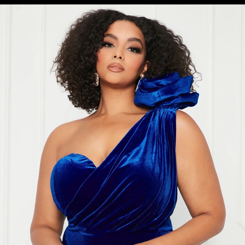 Royal blue velvet dress